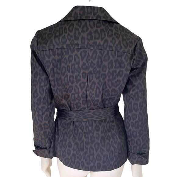 NEW DU JOUR Leopard Print Water Resistant Button Front Belted Jacket SZ S - Picture 6 of 9
